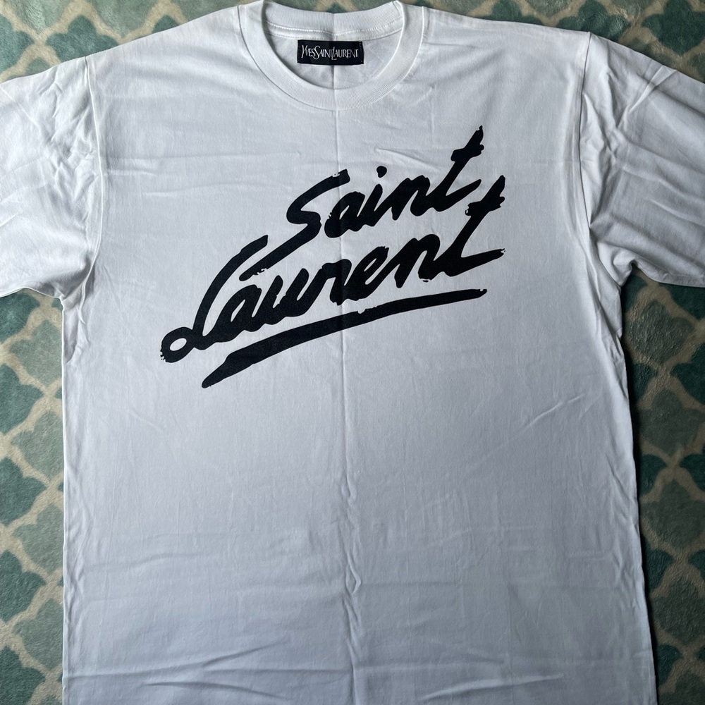 Saint Laurent Black and White Logo Tee